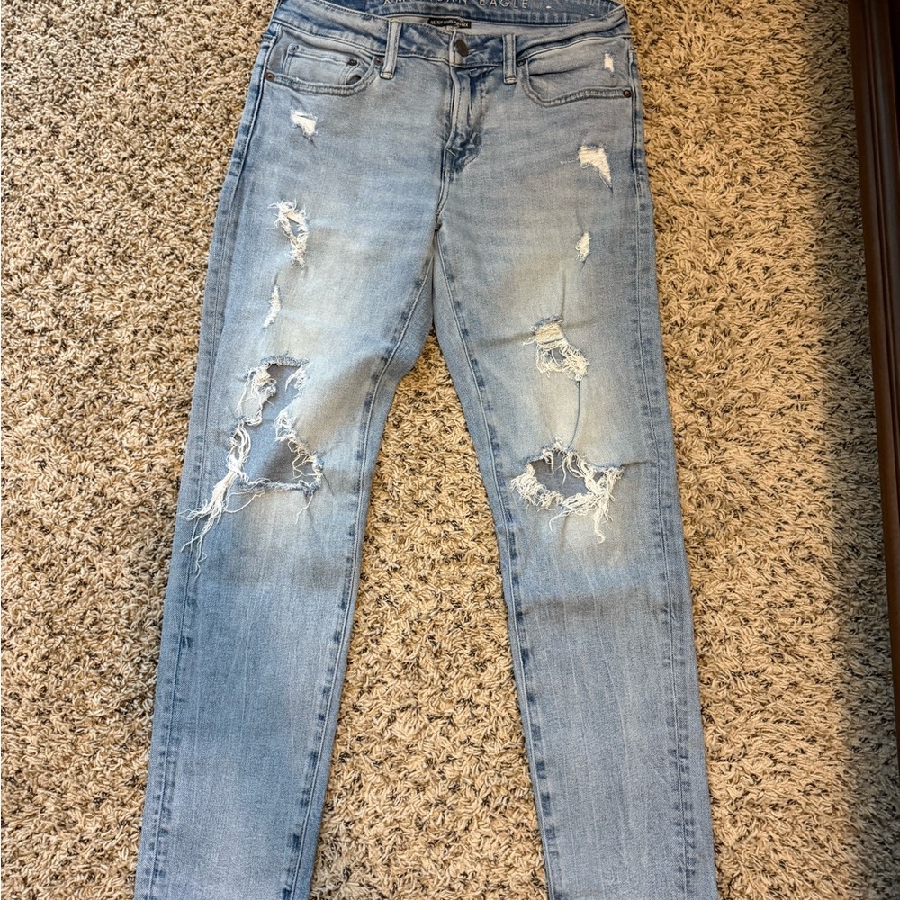 American Eagle Men’s Distressed Light Blue Jeans